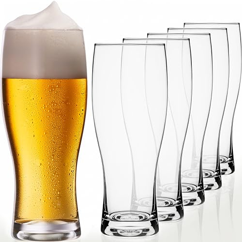 PLATINUX Biergläser 500ml (max. 640ml) aus Glas Set 6-Teilig Bierseidel Weizengläser hohes Bierglas 0,5L