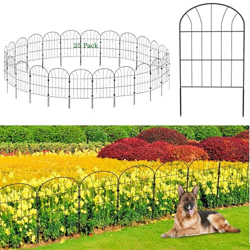 Dekorativer Metall-Gartenzaun Komplettset – 25 Paneele, Gesamtlänge 8,25 m (60 cm Höhe × 33 cm Breite pro Paneel) Beetzaun, Steckzaun, Gitterzaun – ideal für den Garten