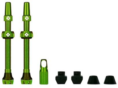 Muc-Off Grüne Presta Tubeless Ventile, 60 mm - Hochwertige Anti-Leck Fahrradventile mit integriertem Werkzeug zum Entfernen des Ventilkerns