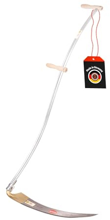 SHW-FIRE | Blattsense 65 cm mit 150 cm Stahlrohrstiel, Robustes Sensenblatt, ideal für Gräser, Wiesen, handgeschmiedet & gedengelt, ideal für Gräser & Wiesenmähen | Made in Germany