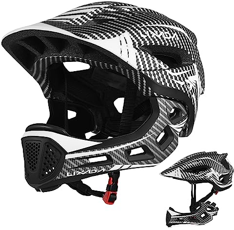 Kavolet Fahrradhelm Kinder, Kinderhelm Integriert Kinder Fullface Helm mit Abnehmbarem Kinnschutz, Downhill Helm für Radfahren, Skateboarden, Rollschuhlaufen, Roller (Unisex 52-58cm)