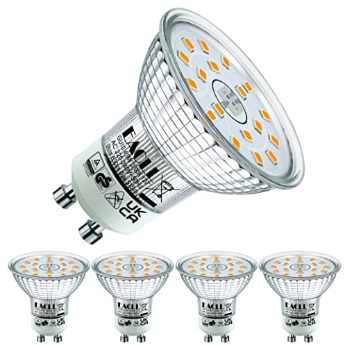 EACLL GU10 LED Warmweiss 4.9W Ersetzt 70W Halogen Leuchtmittel, 4er-Pack. 515 Lumen 2700K Birnen, AC 230V Flimmerfrei Strahler, Abstrahlwinkel 120° Spot, Nicht Dimmbar Ø50xH53mm Reflektorlampen
