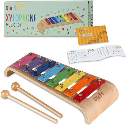 Stoie's 8 Fliesen Regenbogenfarben C-Key Xylofon Klavier Keyboard Spielzeug für Kinder Kleinkinder mit Schlägeln und Notenblatt