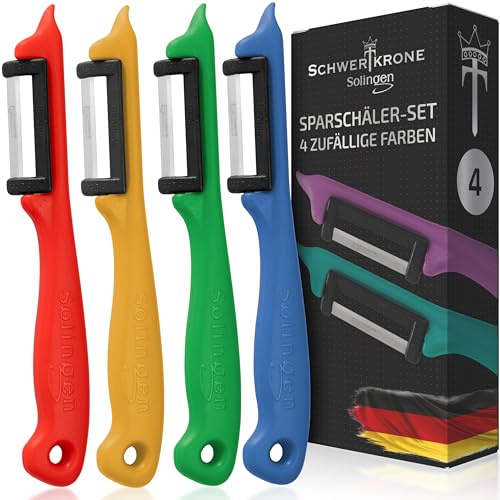 Schwertkrone Obstschäler Pendelschäler Gemüseschäler Sparschäler/Solingen Germany Rechts- und Linkshänder bunt gemischt Set - 4 Stück - Zufällige Farbe