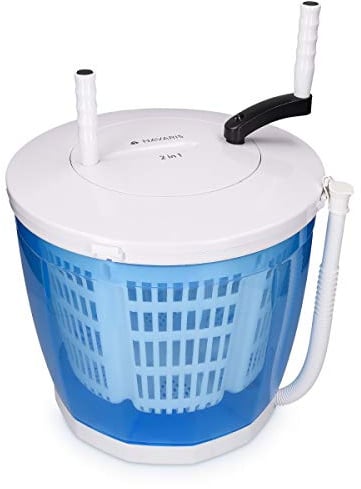 Navaris 2in1 Mini Waschmaschine und Wäscheschleuder - Camping Waschautomat bis 1kg - Tragbare Toplader Reisewaschmaschine mit Schleuderfunktion