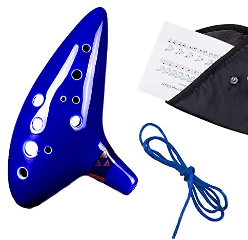 GERUI Zelda Ocarina, 12 Loch Legende von Zelda Ocarina der Zeit | Zelda Alto C Triforce Link-Cosplay Ceramic Replica