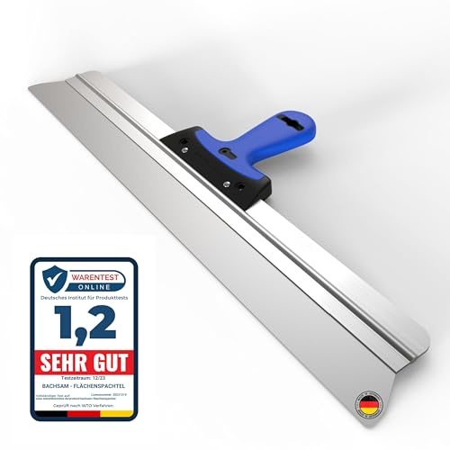 BACHSAM® Flächenspachtel 60cm, trockenbau Spachtel werkzeug Set, Flächenglätter zum Spachten, Verputzen mit ergonomischem und rostfreiem edelstahl, glättspachtel 600mm Glätter, Made in Germany (600mm)