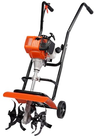 VEVOR Gartenfräse 43CC Hubraum Gasbetrieben Motorhacke 300mm Anbaubreite Motorfräse 100mm Kultivierungstiefe Bodenhacke Stahl Kultivierungsklinge Ackerfräse 1110x448x910mm Kultivator