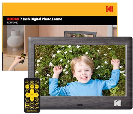 Kodak 7 Zoll Digitale Bilderrahmen, Elektronischer Fotorahmen, IPS-Bildschirm, Foto/Musik/Video Player/Kalender/Alarm, Unterstützung USB Oder SD Karte, Automatisch Drehende, mit Fernbedienung