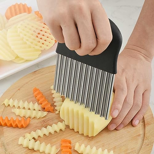 Gemüsemesser Edelstahl Kunststoff Wellenklinge Kartoffelchip Crinkle Schneider Schneider Obst Gemüse Küchenwerkzeug