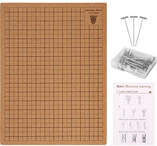 OROMYO Makramee Board mit Stiften 30,5 x 40,6cm Doppelseitiges Makramee Board Groß mit Gittern Metrisch und Imperial DIY Makramee Board Brett für Verschiedene Seilwebprojekte