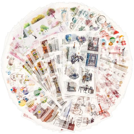 Mayplous 12 Pack Washi-Sticker Set - 72 Bögen Dekorative Aufkleber für Journaling, Planner & Scrapbooking | Selbstklebende Deko für DIY-Karten, Alben & Bastelprojekte (Secret Garden)