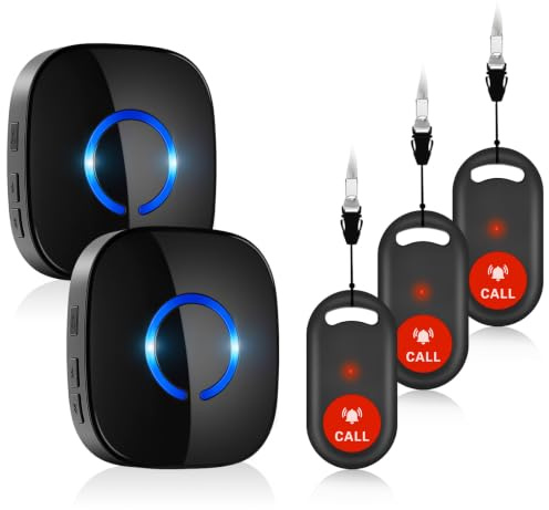 COTINSE Notrufknopf für Senioren Funkklingel Hausnotruf Senioren Notruf | Patienten Notfallknopf, Caregiver Pager, Home Alert System, Wireless SOS Alarm