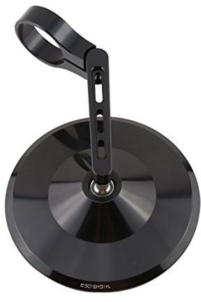 HIGHSIDER Motorrad Lenkerendenspiegel Montana 2, E-geprüft (Stück) | Schwarz eloxierter Aluminium-Spiegel, rund, 102 mm Durchmesser, für 7/8 Zoll und 1 Zoll Lenker, 1 Stück, 2 Reduzierhülsen