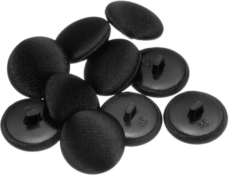 QUARKZMAN 10 Stück Knöpfe 20mm Stoffbezogene Knöpfe Schwarz Nähknöpfe mit Stoff bezogen Runder Kunststoffschaft Ösen Vintage für Anzüge Kleider Blusen Mantel Jacke Blazer Basteln