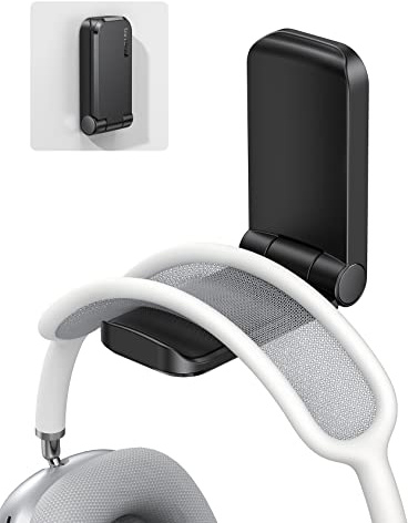 Lamicall Headset Halterung, Kopfhörer Ständer - Magnetische Faltbar Kopfhörerhalter, Universal Selbstklebend Kopfhörer Haken für Over Ear Kopfhörer, Gaming Headset Zubehör - Schwarz