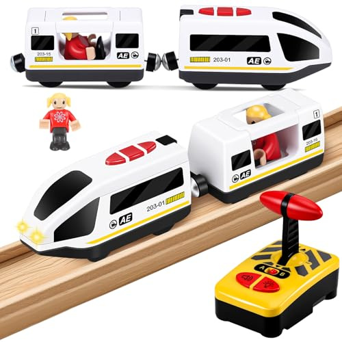 Eisenbahn Kinder Elektrisch, Batteriebetriebene Holzeisenbahn Elektrische Lok Kompatibel mit Brio Eisenbahn, Zug Spielzeug, Holzeisenbahn Zug Kinder für Brio Thomas Holz