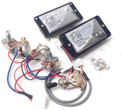 ProBucker Alnico - Set von 2 Humbucker-Tonabnehmern für Gibson Les Paul, Hals- und Steg-Tonabnehmer mit 2-Leiter-Schnellsteckverbindern, 2V2T-Kabelbaum, Upgrade