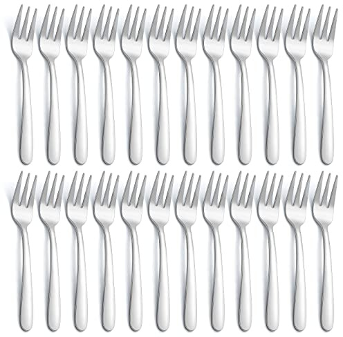 BEWOS Kuchengabeln/Dessertgabeln 24 Stück Set, 5,31 Zoll (13,5cm) Kuchengabel, Edelstahl Gabeln, Spülmaschinenfest, Spiegelpoliert Gabeln, Geeignet für Haushalte, Restaurants, Kantinen usw