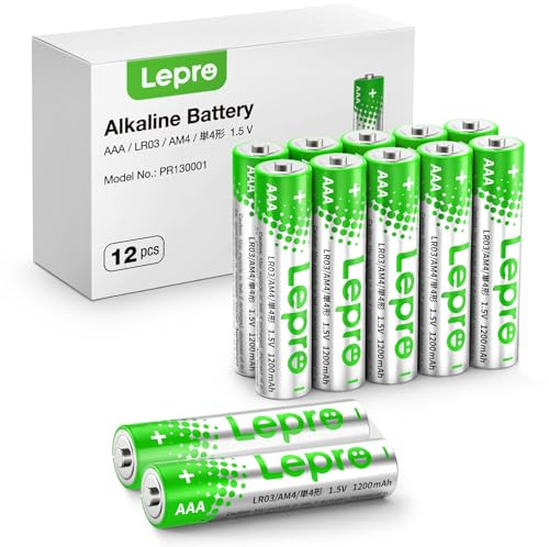 Lepro AAA Batterien, 12 Stück, Alkaline Batterie AAA mit 1.5V - Langlebig, Leistungsstark & Auslaufsicher, Ideal für Fernbedienungen, Spielzeug, Uhren, Taschenlampe UVM