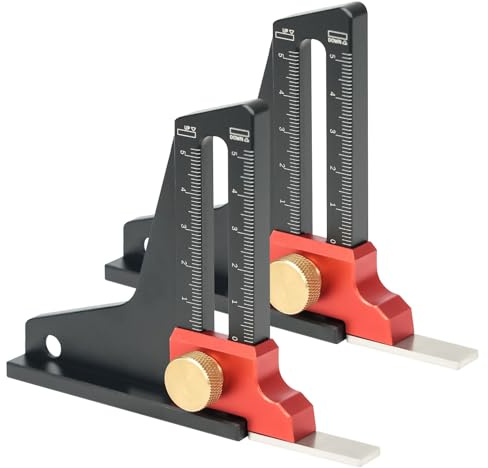 Tiefe Höhen-Sägelehre, Tischsägen-Tiefen-Höhen-Messer, Aluminiumlegierungs-Höhenmesser für Zimmermann Holzbearbeitungsmessung (2 Stück)