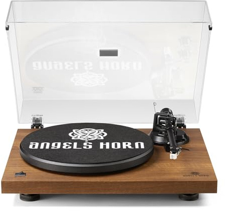 ANGELS HORN Plattenspieler, Schallplattenspieler Vinyl Plattenspieler Bluetooth, Plattenspieler mit Vorverstärker Riemenantrieb 2 Geschwindigkeiten 33 u. 45 U/min AT-3600L Tonabnehmer, Holz