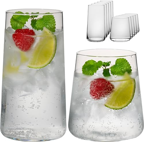 IMPERIAL glass Trinkgläser aus Glas Set 450ml & 550ml 12 Teilig Wassergläser Saftgläser Longdrinkgläser Cocktailgläser