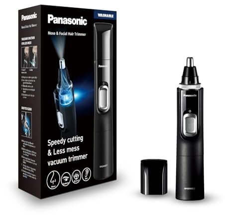 Panasonic ER-GN300-K503 Nasenhaarschneider für Männer, Premium-Elektrorasierer, Nasen-, Ohren- und Augenbrauen-Trimmer, wasserdicht, batteriebetrieben, Schwarz