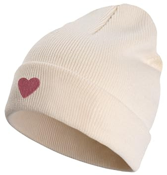 Occulto Jungen & Mädchen Winter Mütze (Model: Lian), Kinder Beanie Creme Herz