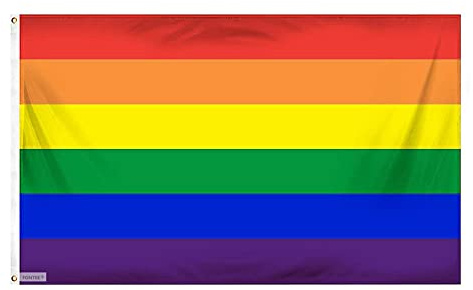 Fontee® [Gay Pride Flagge [90X150 cm] [Lebendige Farbe] [UV-lichtbeständig] [Leinwandkopf] [Doppelt genäht] [Dicke Messingösen] [Regenbogenfahne]