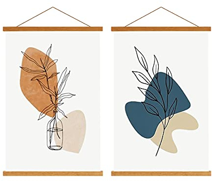 Sanauto A3 Posterleiste Posterschiene Posterleisten 30CM, Magnet Magnetische Holz Poster Aufhänger Halter Rahmen Leisten Bilder Bild Bilderleiste Bilderrahmen 30x40 30x45 (30cm, Teak, 2 Packungen)