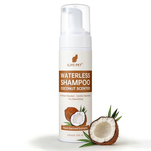 GJYC PET Trockenshampoo Katzen – Katzen Shampoo 200 ml, Kokosduft, pH-hautneutral, reinigt & pflegt sanft, entwirrt und spendet Feuchtigkeit – Für empfindliche Haut