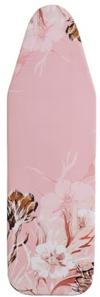 SHERWOOD Bügelbrettbezug, 124 x 38 cm, Bezug aus 100 % Baumwolle mit dickem Filz, resistent gegen Verbrennen und Flecken, verstellbare Größe, Bügelbrettbezug (rosa Blumen, 124 x 38 cm)