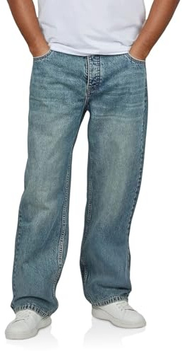 DENIMFY Jeans Herren Loose Fit DFMailo lässige Jeanshose Hose Baumwolle Denim, Länge:34L, Weite:36W, Farbe:Middle Blue Denim (M315)