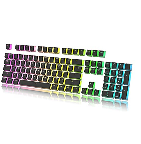 HK Gaming Pudding Keycaps Set | Doubleshot PBT Keycap Set | 108 Tasten | OEM Profile | ANSI US-Layout | Für mechanische Tastatur | Kompatibel mit Cherry MX, Gateron, Kailh, Outemu | Schwarz