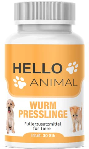HelloAnimal® Wurm Presslinge Kur für Tiere wie Katzen, Hunde, Kaninchen und Geflügel - vor, während und nach Befall, natürliches Mittel für Magen und Darm bei WURMBEFALL