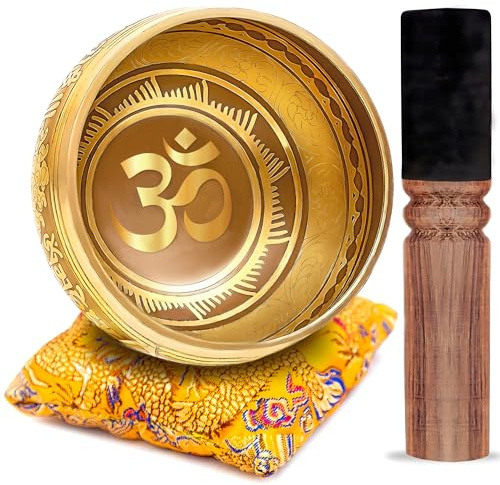 Tibetisches Klangschalen-Set – einfach zu spielen, authentisch handgefertigt für Meditation, Klangschale, Chakra, Yoga, Heilung, 10,2 cm, von Himalayan Bazaar