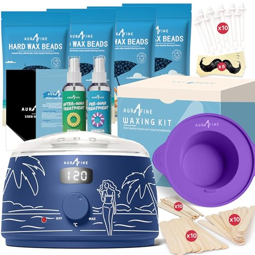 AURAFINE Digital Waxing Set, Wachswärmer zu Hause mit Wachsperlen & Silikontopf, Wachsenthaarung mit Wachsmaschine für brasilianischen Bikini, Augenbrauen, Gesicht, Beine und den ganzen Körper.