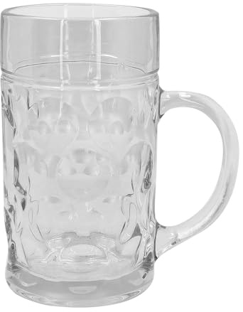 Boland 54249 - Bierkrug aus Glas, 1 Liter, Maßkrug für Party, Geburtstag oder Bierfest, Trinkglas für eine Maß Bier