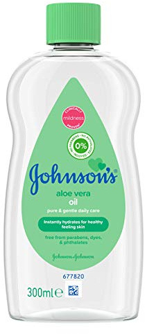 Johnson's Aloe Vera Babyöl, 300 ml, hinterlässt die Haut weich und glatt, ideal für empfindliche Haut