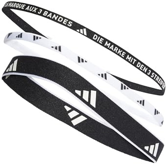 adidas Unisex Multiple Width Training Headbands 3 Per Pack Hairband, Black / White, M