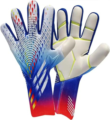 XUEQI Fußballhandschuhe für Jugendliche, Torwarthandschuhe, professionelle Latex-Torwarthandschuhe für Herren, Fußballtorwarthandschuhe mit Fingerschutz 6 B