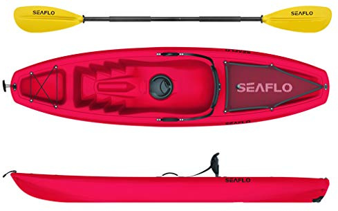 Seaflo Sit on Top Kajak mit Paddel und Angelrutenhalter -rot-