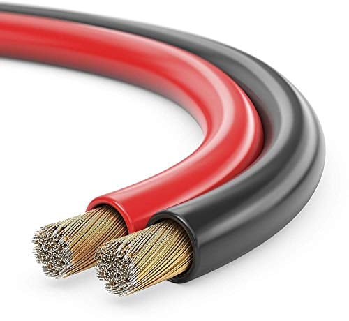 sonero® 25 Meter 2x2,50mm² CCA Lautsprecherkabel / Boxenkabel, Farbe: rot/schwarz