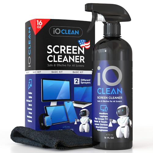 Bildschirmreiniger Spray (16oz - 473ml) – Bestes Großes Reinigungsset für LCD-LED-OLED-Fernseher, Smartphone, iPad, Laptop, Touchscreen, Computermonitor, Andere Geräte