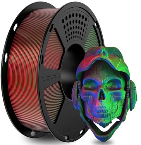 GIANTARM Silk PLA Filament 1.75mm(±0.02mm) für 3D Drucker, 1kg, 1 Rolle vakuumverpackt,PLA Silk-like tricolor, Rot+Grün+Blau