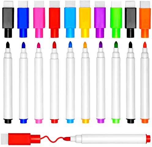 DTYDECLE 10 Stück Whiteboard Stifte, 9 Farbe Whiteboard Marker Magnetische Trockenlösch Abwischbare Marker mit Feiner Spitze für Büro, Schule, Zuhause usw
