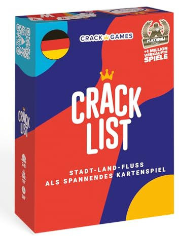 Crack List – Stadt, Land, Fluss Kartenspiel | 2–8 Spieler | Reisespiel für Spieleabende, kinderleichte Regeln, schnelle Runden, Lachgarantie, ideale Geschenkidee, über 2 Mio verkauft