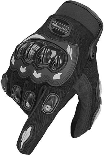 ARTOP Motorradhandschuhe für den Sommer, Herren, Damen, Kinder, Motocross, Touchscreen, stoßfest, für Scooter, atmungsaktiv (Schwarz, L)