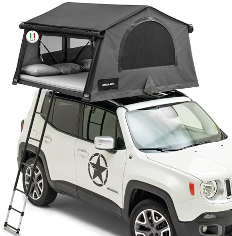Autodachzelt Anomaly 1.0 – Geräumig & Widerstandsfähig, Wasserdicht & Atmungsaktiv – Ideal für Camping mit Matratze, Verdunkelnden Moskitonetzen & Markise – Made in Italy